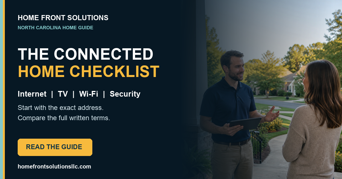 North Carolina connected home checklist for internet, television, Wi-Fi and security